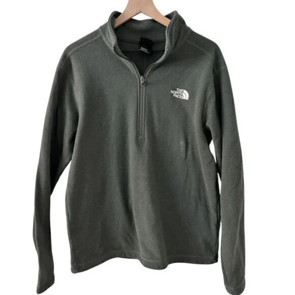 The North Face Green Textured Waffle Quarter-Zip Pullover‎ Fleece – Size L